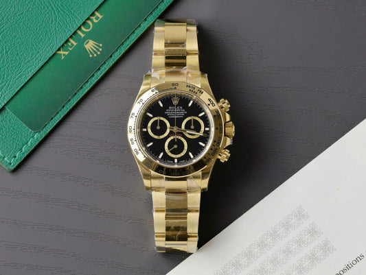Rolex Cosmograph Daytona M126508-0002 Custom 18K Yellow Gold Wrapped Intense Black Dial 40mm Clean Factory SH4131 Super Clone replica watch box set