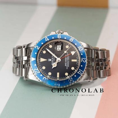 High-Dome acrylic plexiglass crystal with 2.5x Cyclops magnifier lens Rolex GMT-Master 1675 blueberry
