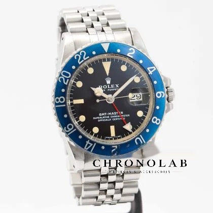 Vintage Oyster 904L steel bracelet and solid blue aluminum blueberry bezel insert Rolex GMT-Master 1675 replica