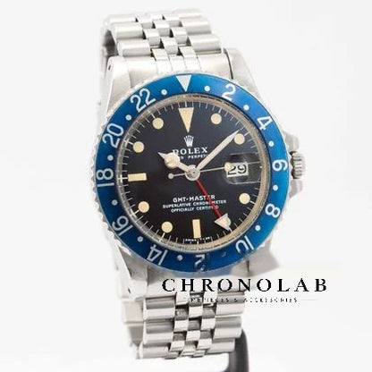 Vintage Oyster 904L steel bracelet and solid blue aluminum blueberry bezel insert Rolex GMT-Master 1675 replica