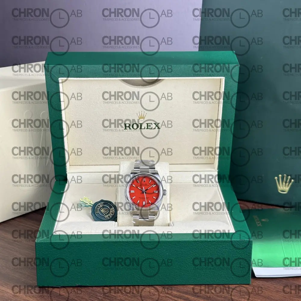 Rolex Oyster Perpetual 126000 Red Dial Clean Factory 36mm Watches