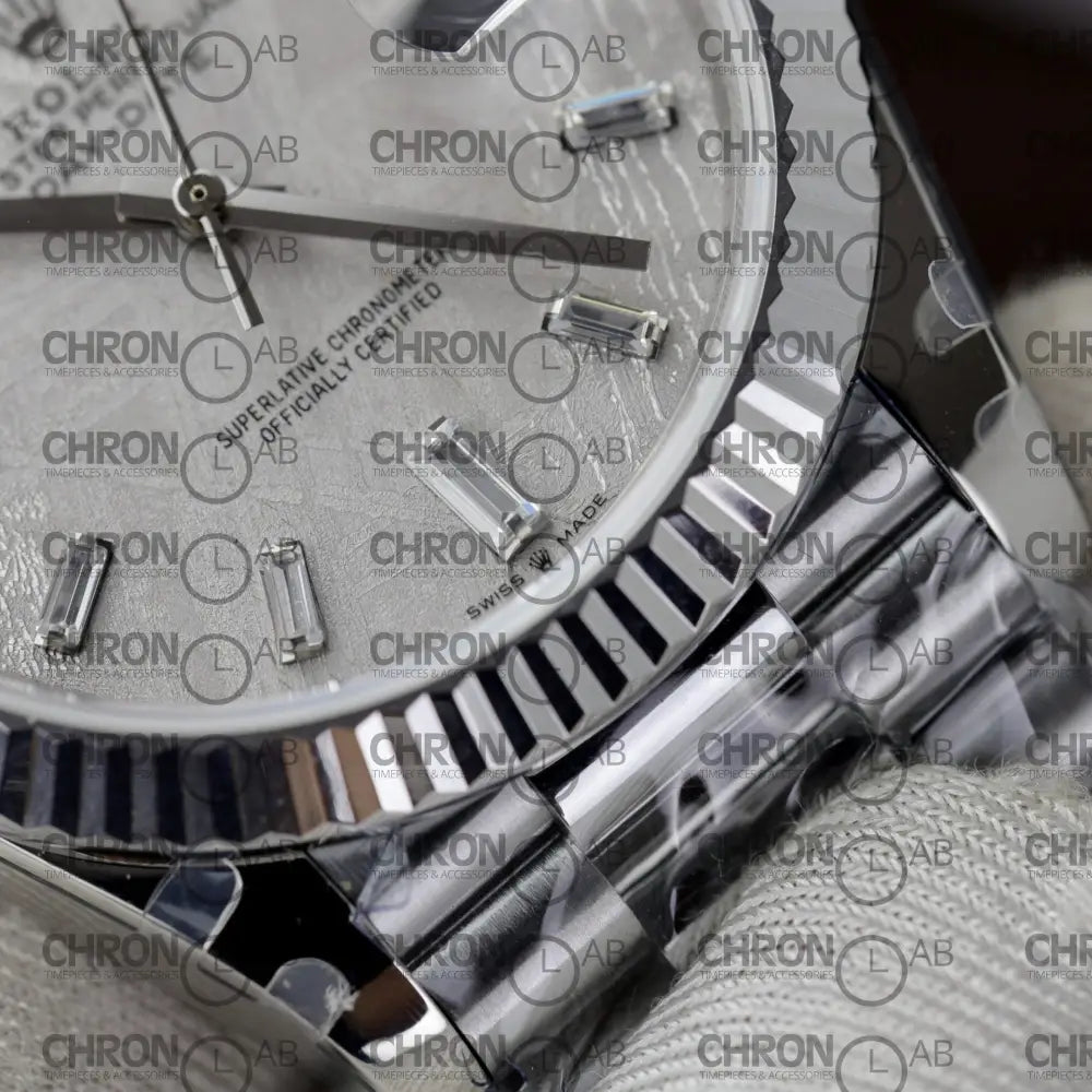 Rolex Replica Watch Day-Date Dial Meteorite Number Pile Diamond Moissanite 40mm Clone Watches