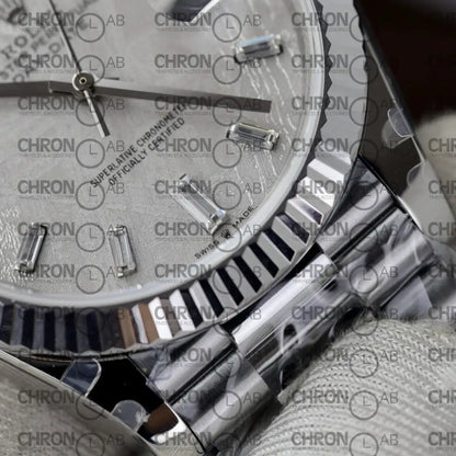 Rolex Replica Watch Day-Date Dial Meteorite Number Pile Diamond Moissanite 40mm Clone Watches