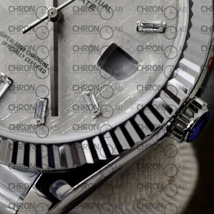 Rolex Replica Watch Day-Date Dial Meteorite Number Pile Diamond Moissanite 40mm Clone Watches