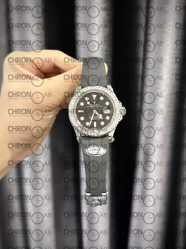 Rolex Replica Watch Yacht-Master Custom Moissanite Diamonds Clean Factory 40mm Watches