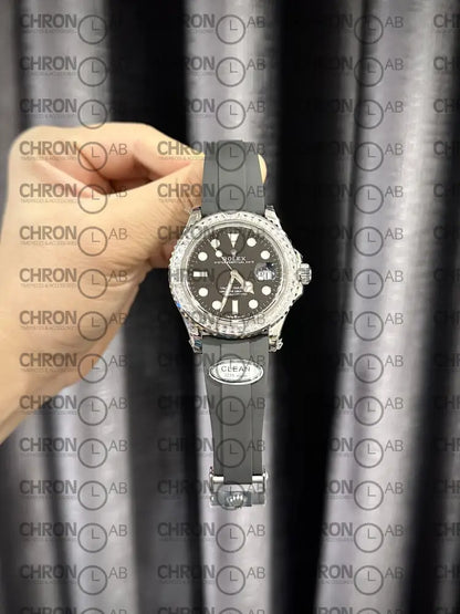 Rolex Replica Watch Yacht-Master Custom Moissanite Diamonds Clean Factory 40mm Watches