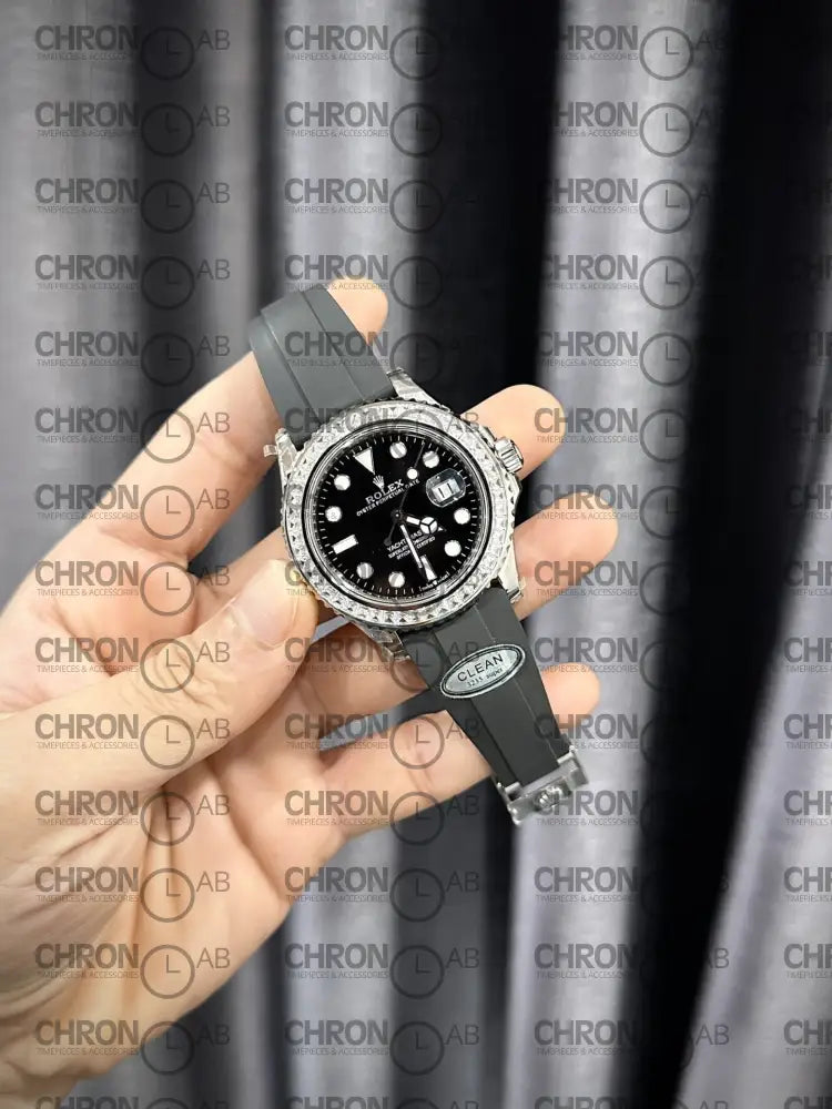 Rolex Replica Watch Yacht-Master Custom Moissanite Diamonds Clean Factory 40mm Watches