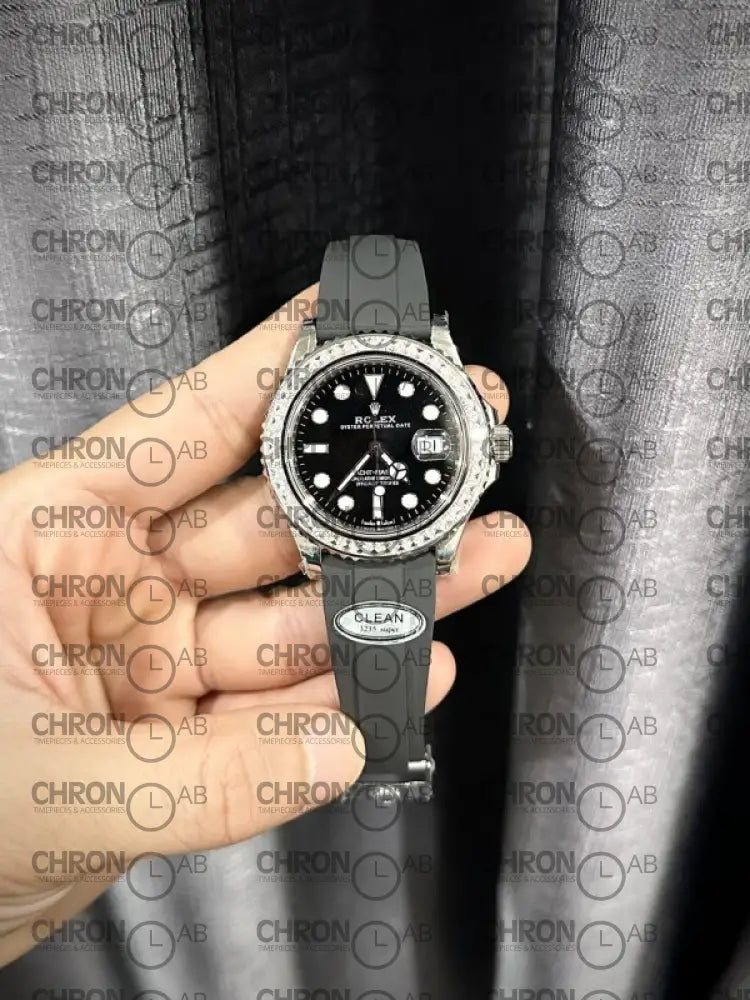 Rolex Replica Watch Yacht-Master Custom Moissanite Diamonds Clean Factory 40mm Watches