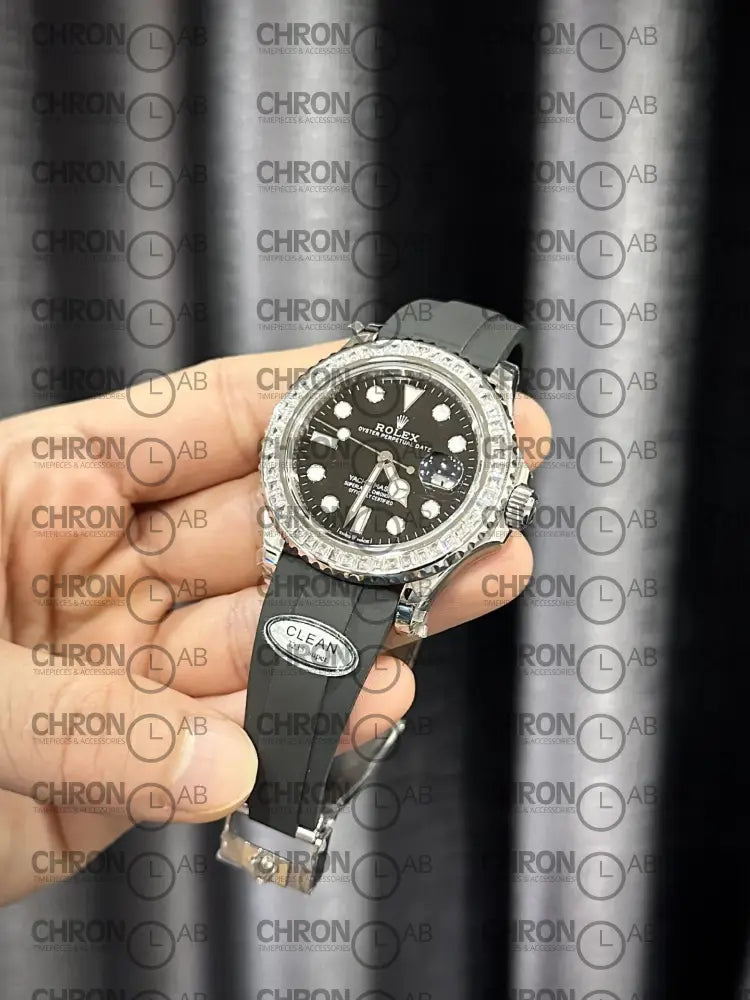 Rolex Replica Watch Yacht-Master Custom Moissanite Diamonds Clean Factory 40mm Watches