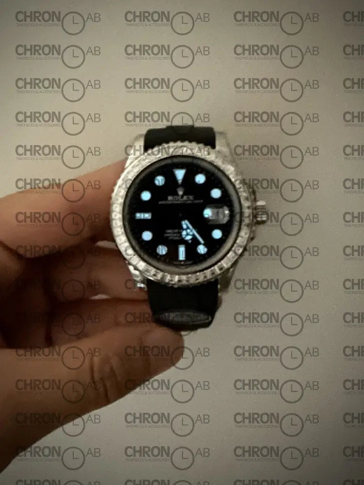 Rolex Replica Watch Yacht-Master Custom Moissanite Diamonds Clean Factory 40mm Watches