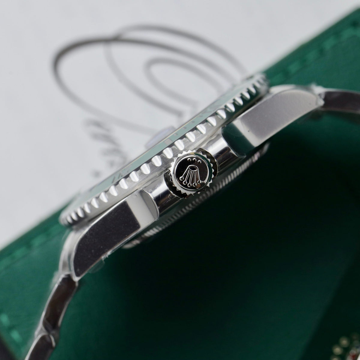 Updated V3 dark green Cerachrom ceramic bezel insert with platinum coated depth markers Rolex Submariner Starbucks replica
