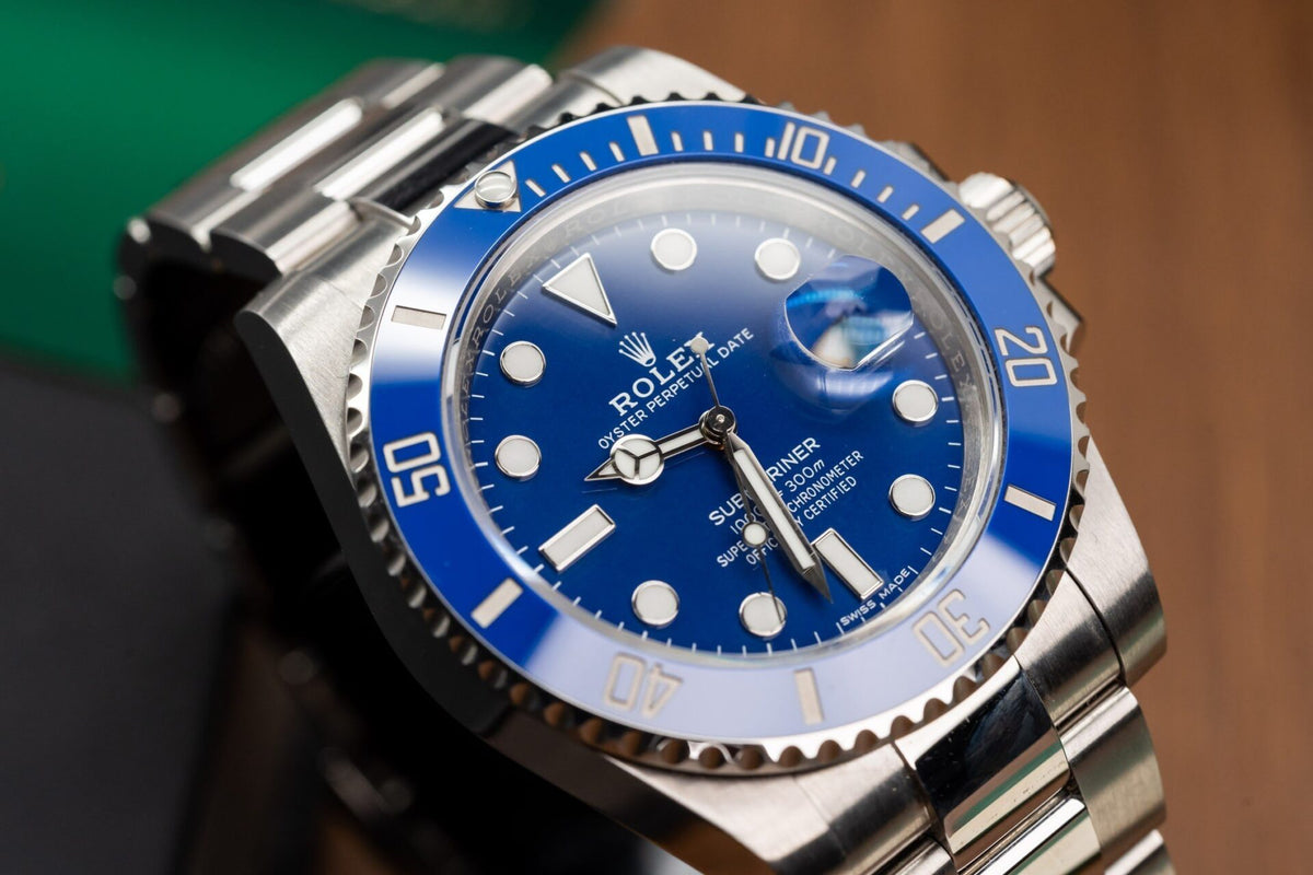Royal blue Cerachrom ceramic bezel and glossy blue dial Rolex Submariner Smurf replica