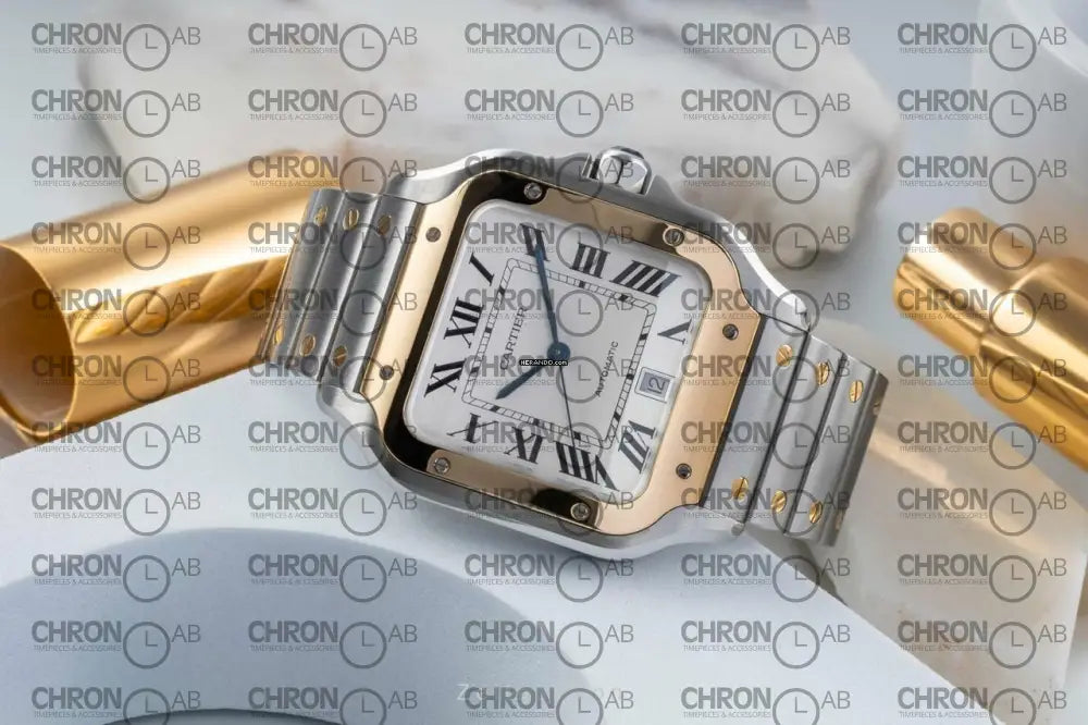 Santos 2-Tone Yellow Gold White Dial WSSA0065 Clone 38mm Watches