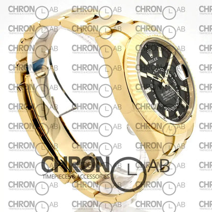 Sky-Dweller 336938 Yellow Gold Black Dial Oyster Bracelet Clone 42mm Watches