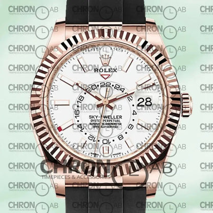 Sky-Dweller 42mm M326235-0004 Rubber Band Rose Gold Clone 42mm Watches