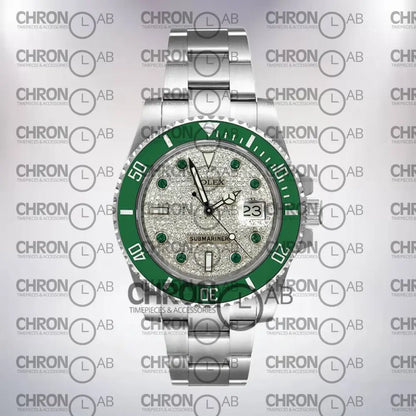 Submariner 116610 Men’s 40mm Diamond Paved Dial Silver Clone Watches