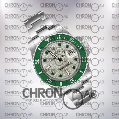 Submariner 116610 Men’s 40mm Diamond Paved Dial Silver Clone Watches