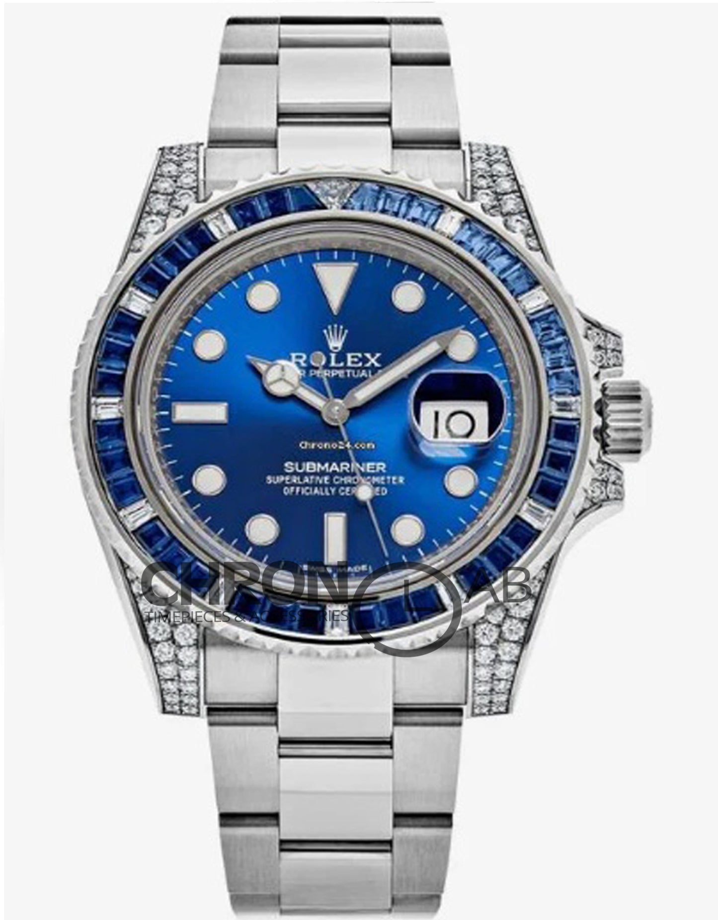 Submariner Date 116610LN Blue Dial With Diamond Lugs And Bezel