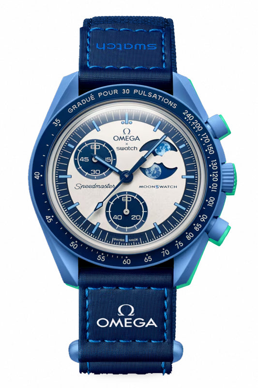 Swatch x Omega MoonSwatch Mission to Earthphase SO33M700 Replica AA+ με μπλε κάσα και λουράκι