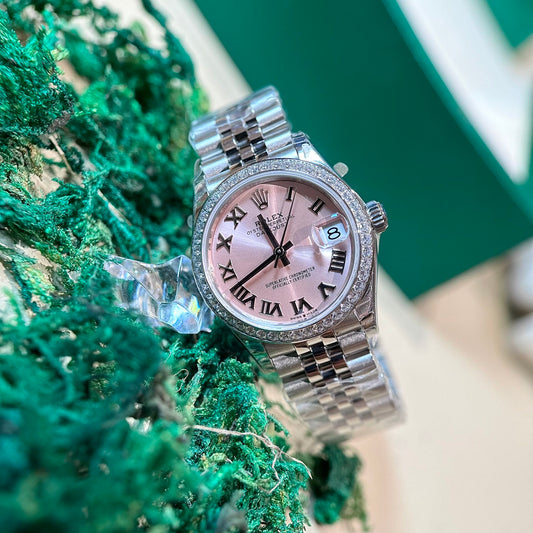 Rolex DateJust Replica Watch With Diamonds Pink Dial EW Factory 31mm